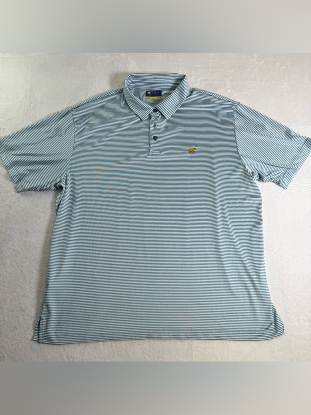 Light Blue & White Striped Performance Polo
